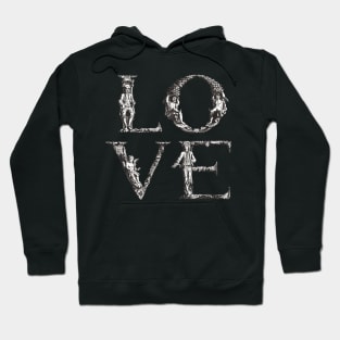 Dramabite Love Vintage Retro Typography Text Ornamental illustration Hoodie